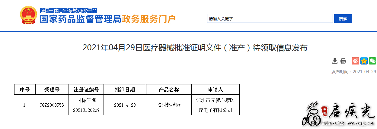 国产创新医疗器械临时起搏器获批上市